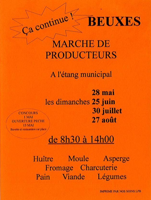 Lire la suite à propos de l’article La pêche et le marché des producteurs de Beuxes reviennent à l’étang municipal