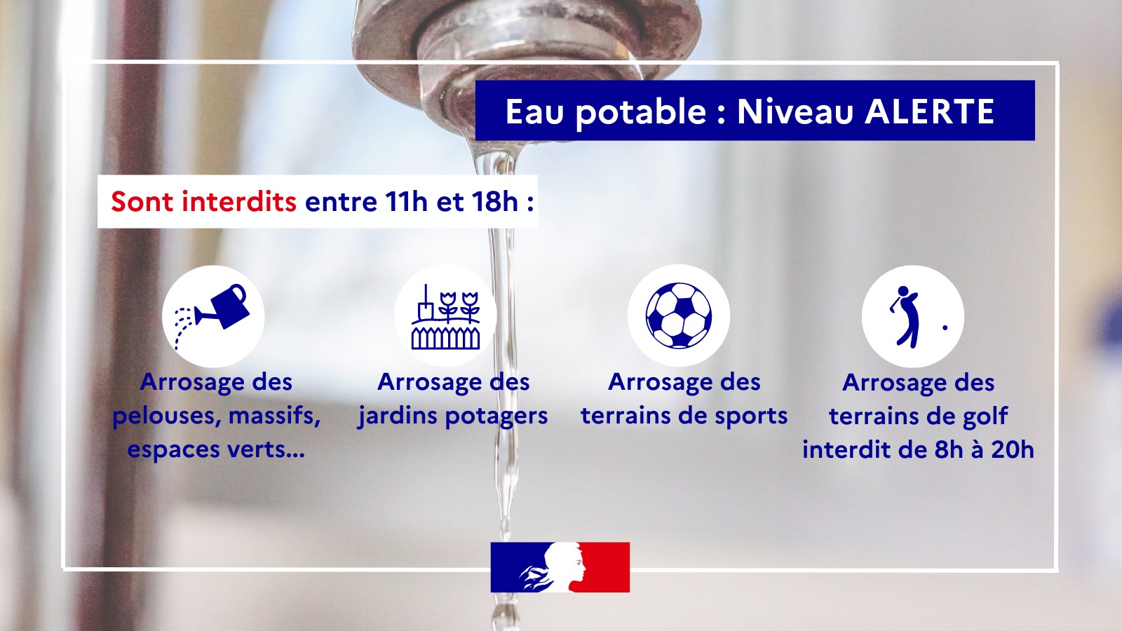 Lire la suite à propos de l’article Niveau ALERTE pour les usages d’eau potable à partir du 14 juin 2023