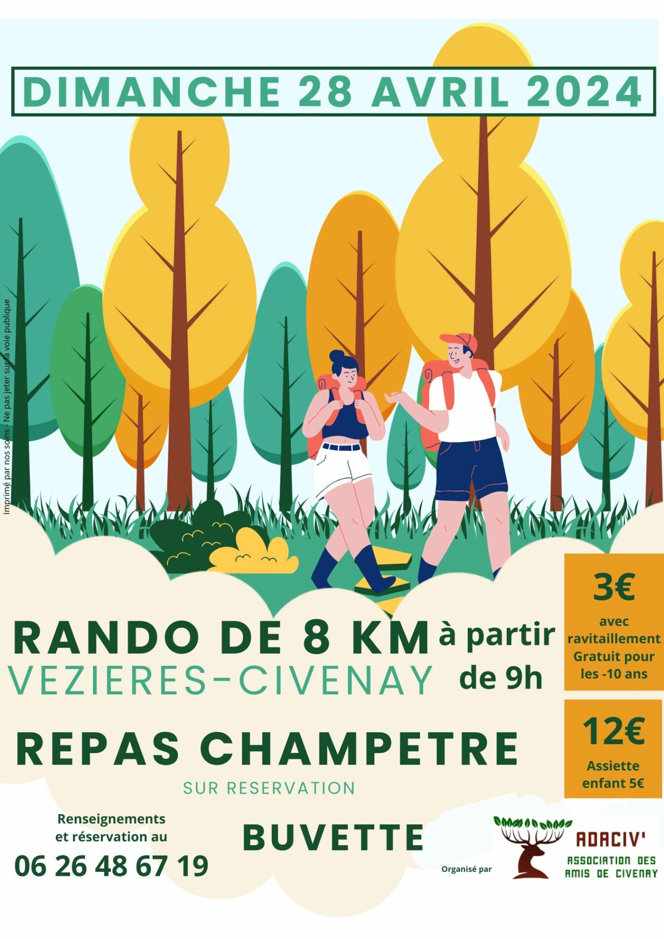 Lire la suite à propos de l’article Dimanche 28 avril 2024 : Randonnée de 8 km et repas Champêtre