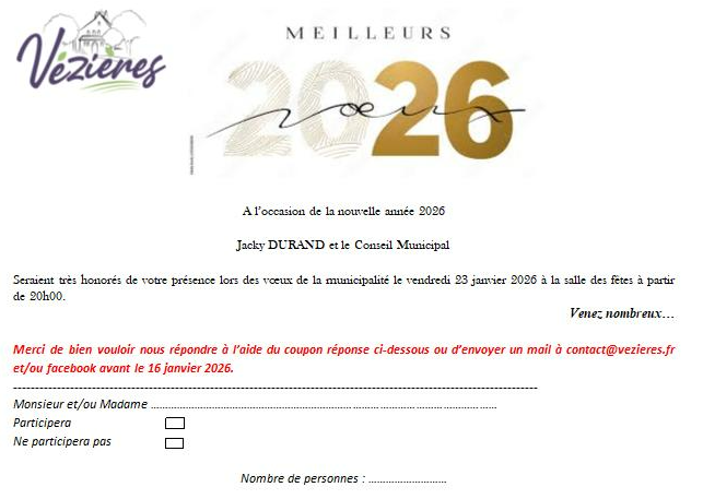Lire la suite à propos de l’article Vendredi 23 janvier 2026 : Vœux de la municipalité